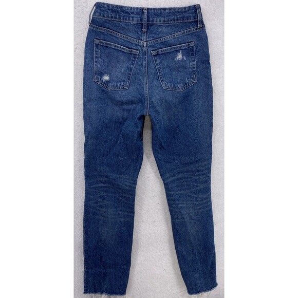 Free Assembly Jeans Women's Size 2 Blue Super High Rise Straight Distressed Torn - Picture 2 of 16